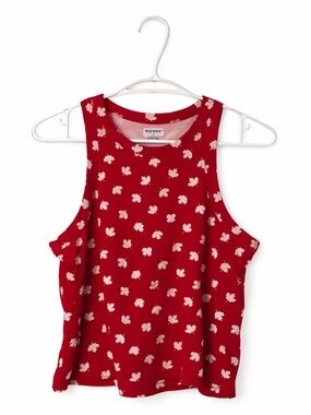 4/$20➡️ Old Navy Red & White Crop Racerback Tank Maple Leaf Print – Plus Size 2X